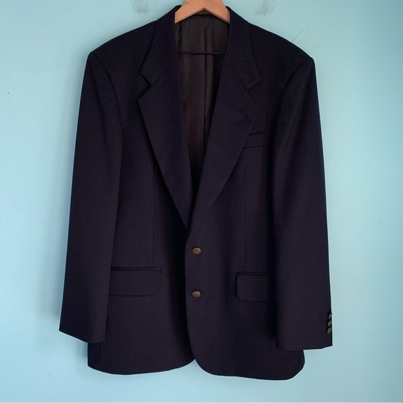 Oscar De La Renta Wool Vintage Blue Sport Coat Blazer 42R...